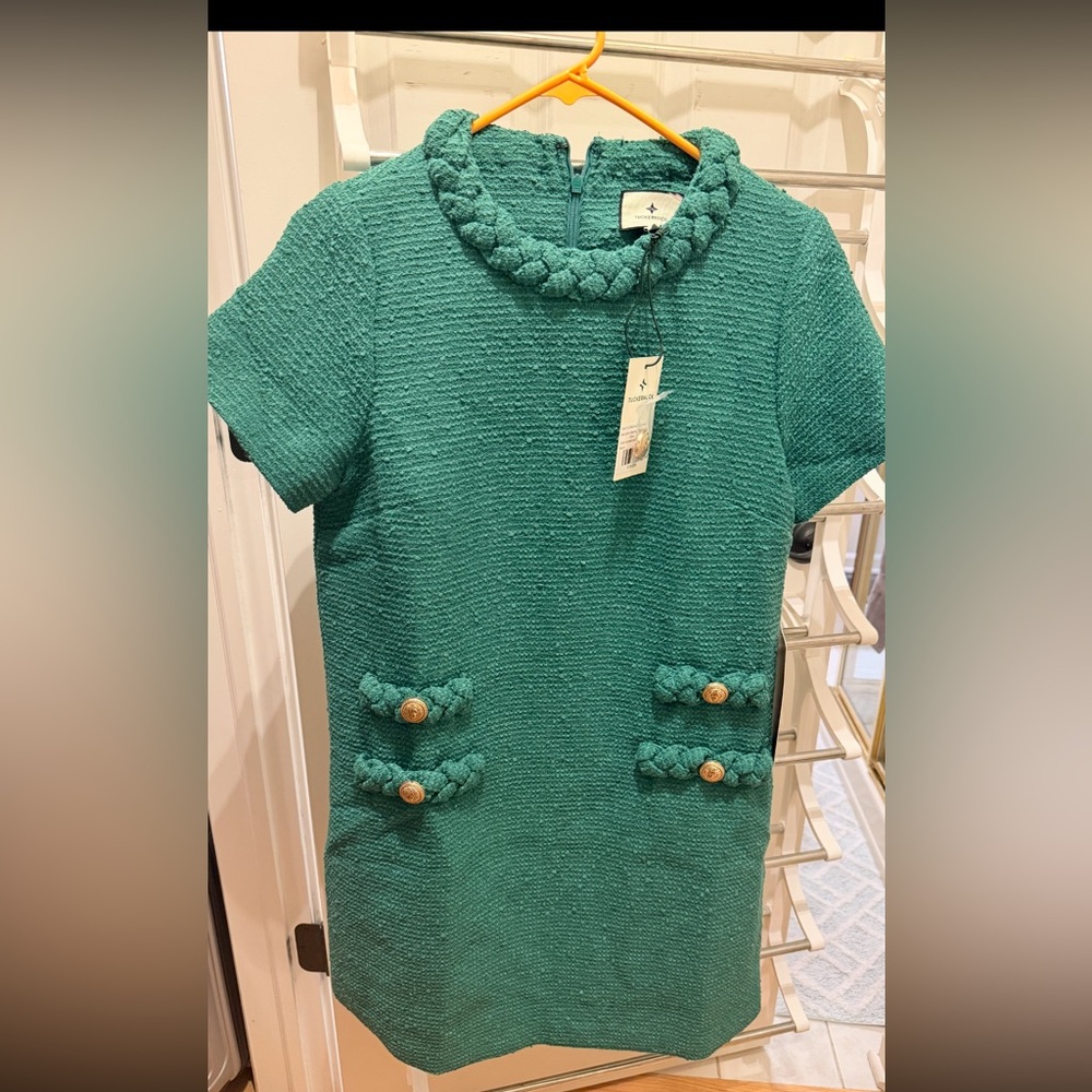 NWT Tuckernuck Emerald Green Tweed Jackie Dress NWT - Picture 2 of 10